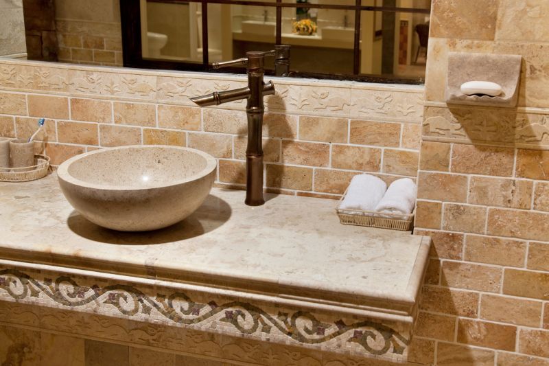 Natural stone accents in bathroom